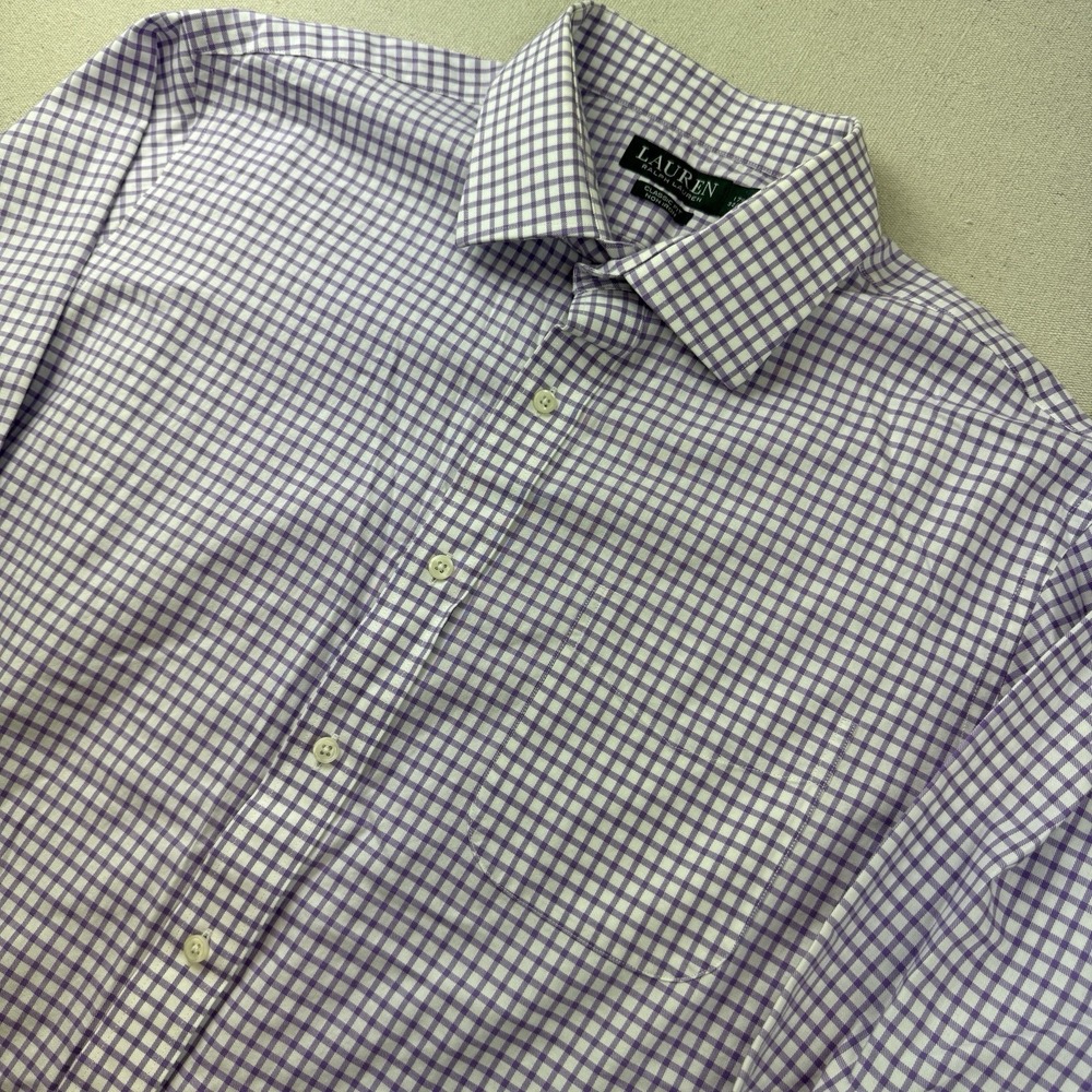 Lauren Ralph Lauren Classic Fit Non Iron Dress Shirt Mens 17.5 32/33 Purple
